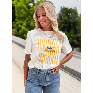 T-shirt "Bord de mer" - Blanc/Jaune