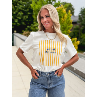 T-shirt "Bord de mer" - Blanc/Jaune
