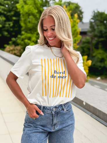 T-shirt "Bord de mer" - Blanc/Jaune