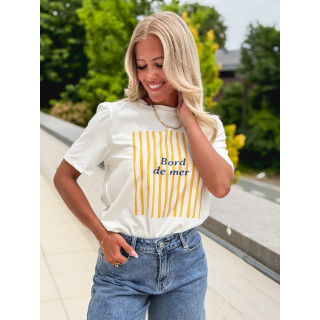 T-shirt "Bord de mer" - Blanc/Jaune