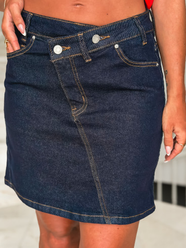 Jupe courte en jeans Norélia - Bleu foncé