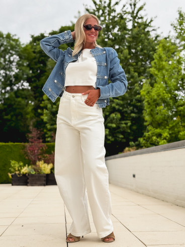 Veste courte en jeans Solyana - Bleu Veste courte en jeans Solyana - Bleu