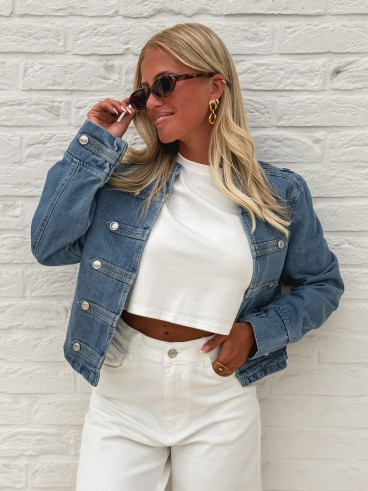 Veste courte en jeans Solyana - Bleu Veste courte en jeans Solyana - Bleu