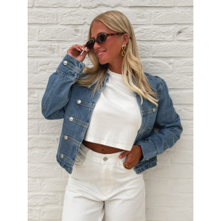 Veste courte en jeans Solyana - Bleu
