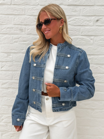 Veste courte en jeans Solyana - Bleu Veste courte en jeans Solyana - Bleu