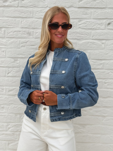 Veste courte en jeans Solyana - Bleu Veste courte en jeans Solyana - Bleu