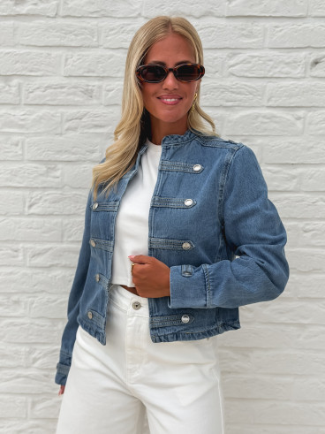 Veste courte en jeans Solyana - Bleu Veste courte en jeans Solyana - Bleu