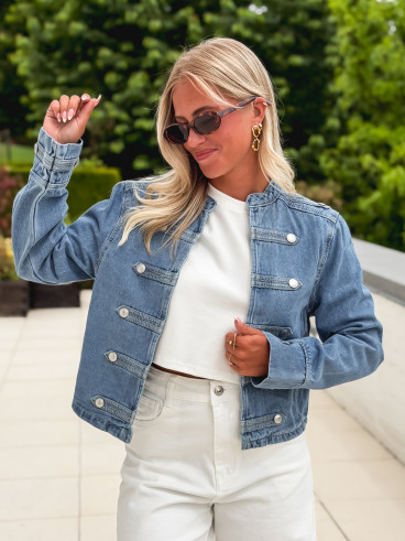 Veste courte en jeans Solyana - Bleu