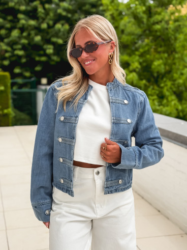 Veste courte en jeans Solyana - Bleu Veste courte en jeans Solyana - Bleu