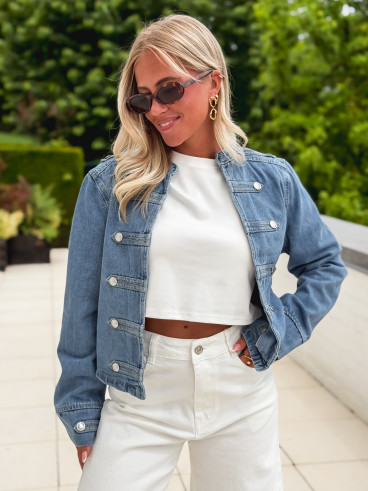 Veste courte en jeans Solyana - Bleu Veste courte en jeans Solyana - Bleu