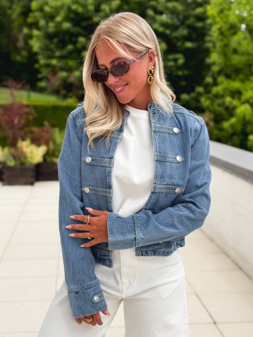 Veste courte en jeans Solyana - Bleu Veste courte en jeans Solyana - Bleu