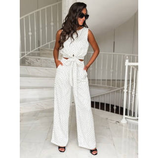 Pantalon à pois Carlie - Blanc