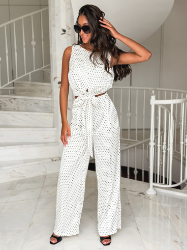 Pantalon à pois Carlie - Blanc Pantalon à pois Carlie - Blanc