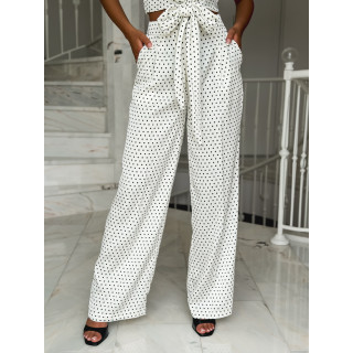 Pantalon à pois Carlie - Blanc