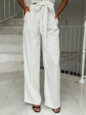 Pantalon à pois Carlie - Blanc Pantalon à pois Carlie - Blanc