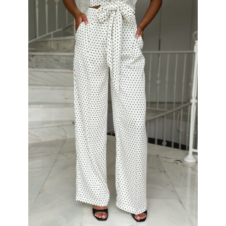 Pantalon à pois Carlie - Blanc