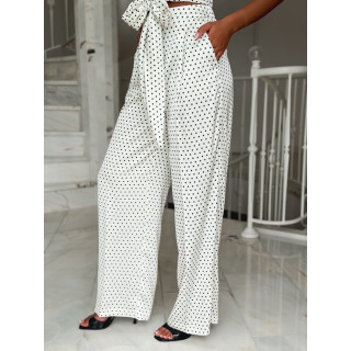 Pantalon à pois Carlie - Blanc