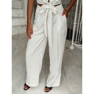 Pantalon à pois Carlie - Blanc