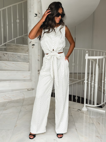 Pantalon à pois Carlie - Blanc Pantalon à pois Carlie - Blanc