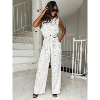 Pantalon à pois Carlie - Blanc