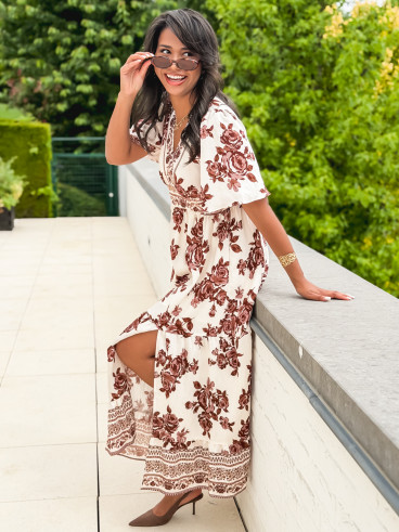 Robe longue Suzanna - Blanc/Chocolat Robe longue Suzanna - Blanc/Chocolat