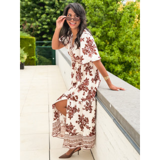 Robe longue Suzanna - Blanc/Chocolat