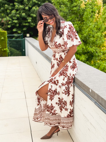 Robe longue Suzanna - Blanc/Chocolat Robe longue Suzanna - Blanc/Chocolat