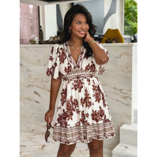 Robe courte Suzanna - Blanc/Chocolat