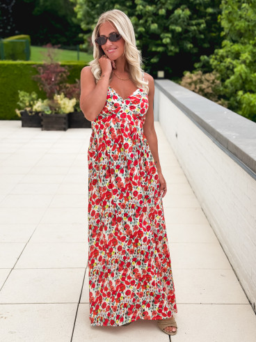 Robe longue à motifs Vanessa - Rouge Robe longue à motifs Vanessa - Rouge