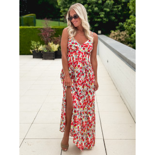Robe longue à motifs Vanessa - Rouge
