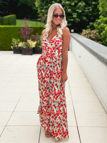 Robe longue à motifs Vanessa - Rouge Robe longue à motifs Vanessa - Rouge
