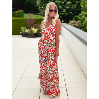 Robe longue à motifs Vanessa - Rouge