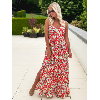 Robe longue à motifs Vanessa - Rouge