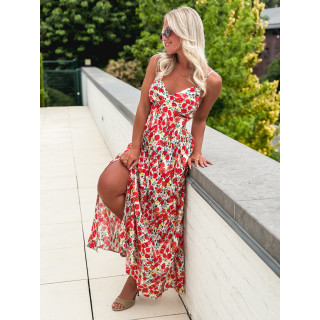 Robe longue à motifs Vanessa - Rouge