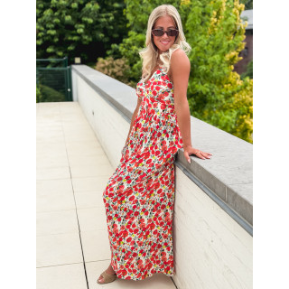 Robe longue à motifs Vanessa - Rouge