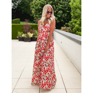 Robe longue à motifs Vanessa - Rouge