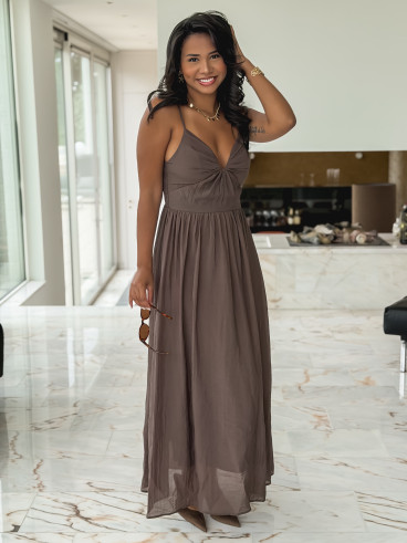 Robe longue Laélia - Chocolat