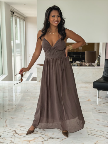 Robe longue Laélia - Chocolat