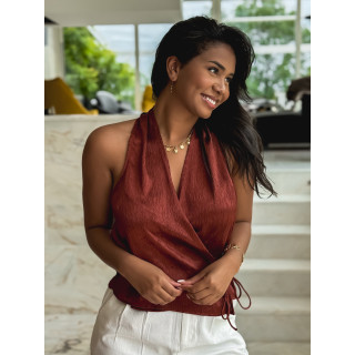 Blouse cache coeur Salomé - Brique