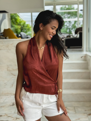 Blouse cache coeur Salomé - Brique