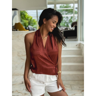Blouse cache coeur Salomé - Brique