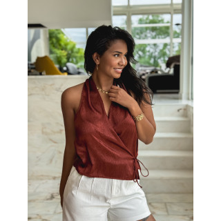 Blouse cache coeur Salomé - Brique