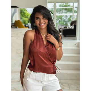 Blouse cache coeur Salomé - Brique