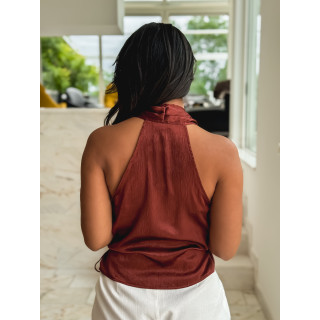 Blouse cache coeur Salomé - Brique