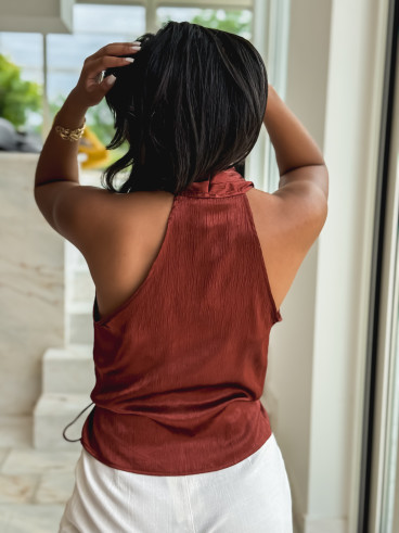 Blouse cache coeur Salomé - Brique Blouse cache coeur Salomé - Brique