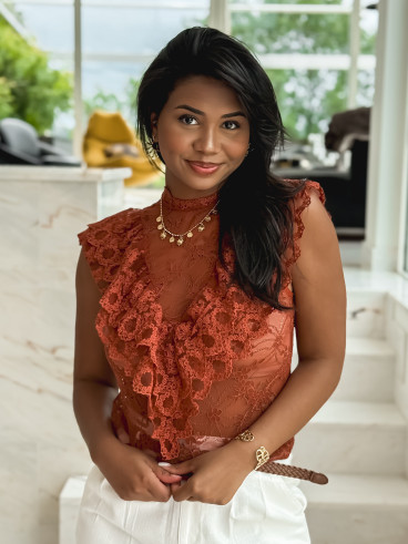 Blouse en dentelle Nyrie - Brique Blouse en dentelle Nyrie - Brique