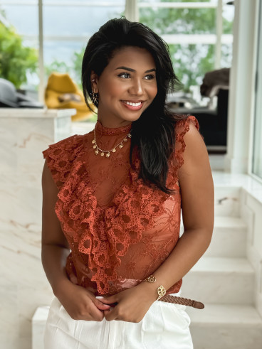 Blouse en dentelle Nyrie - Brique Blouse en dentelle Nyrie - Brique