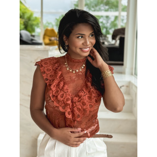 Blouse en dentelle Nyrie - Brique