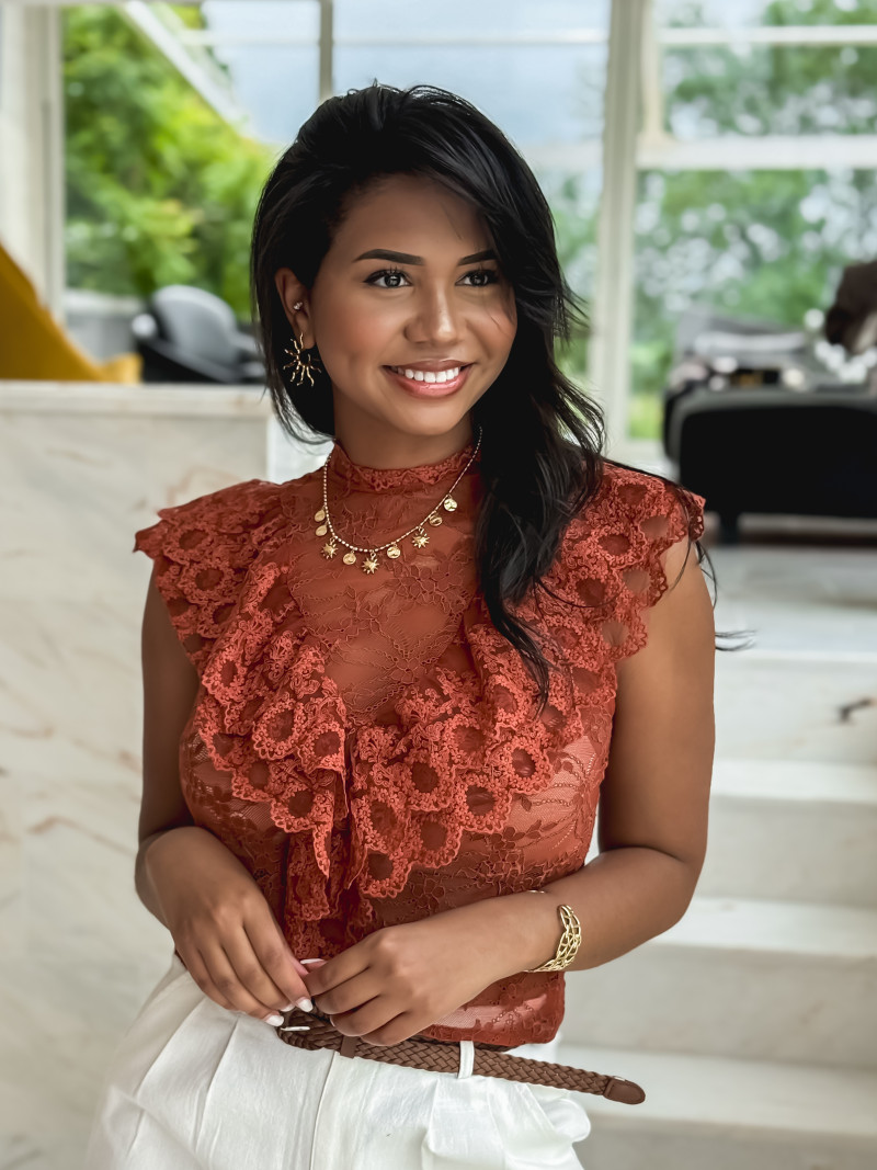 Blouse en dentelle Nyrie - Brique