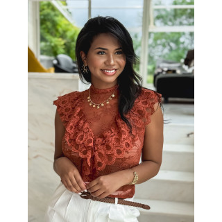 Blouse en dentelle Nyrie - Brique